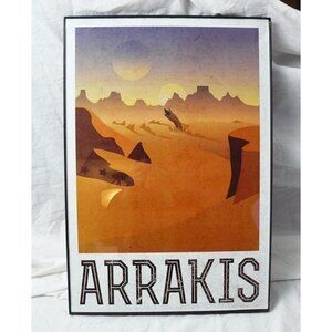 Arrakis Dune Desert Sandworm Retro Sci-Fi Travel Style Poster w/ Frame - 13x19